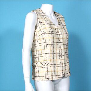 Vintage Sportempos Suburbia Preppy Vest Top Women's Embroidered Plaid M/L - 901